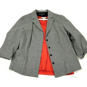 Women's Kasper & Company Sports Coat Size 12 Black/White Checkered Formal